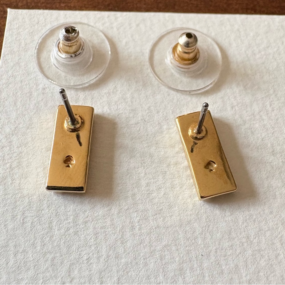 Kate Spade Gold Rectangular Pave Stud Earrings - image 4